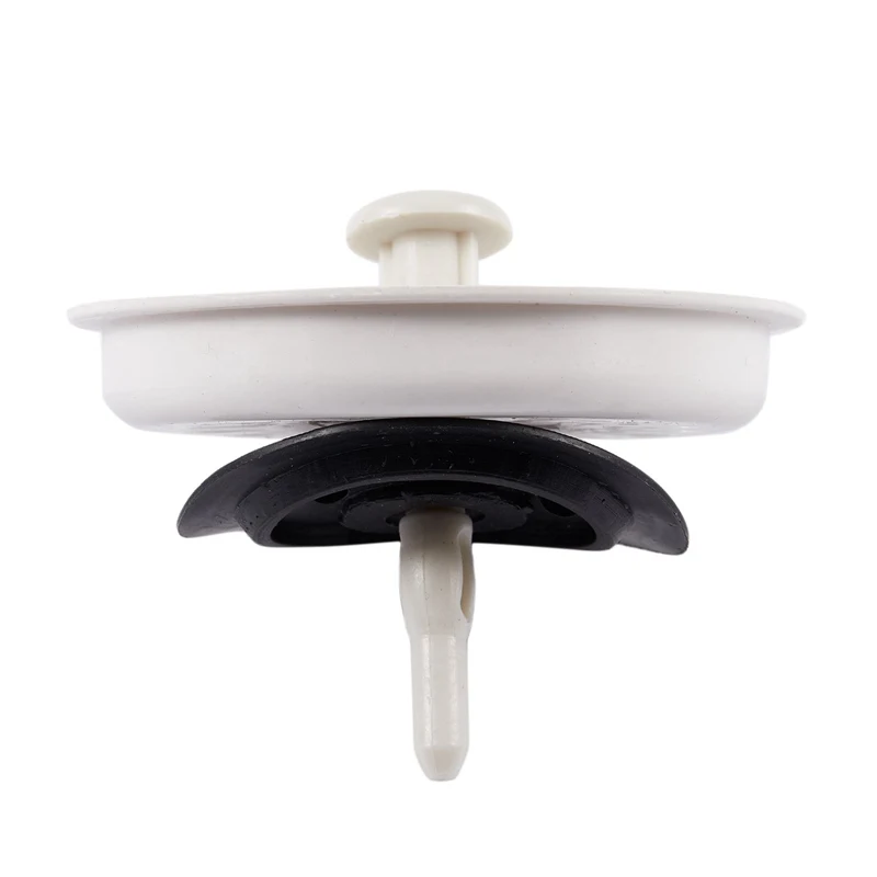 Tapón de residuos de alimentos, colador de drenaje de fregadero con bloqueo giratorio de 3,1 "de diámetro, plástico blanco y negro