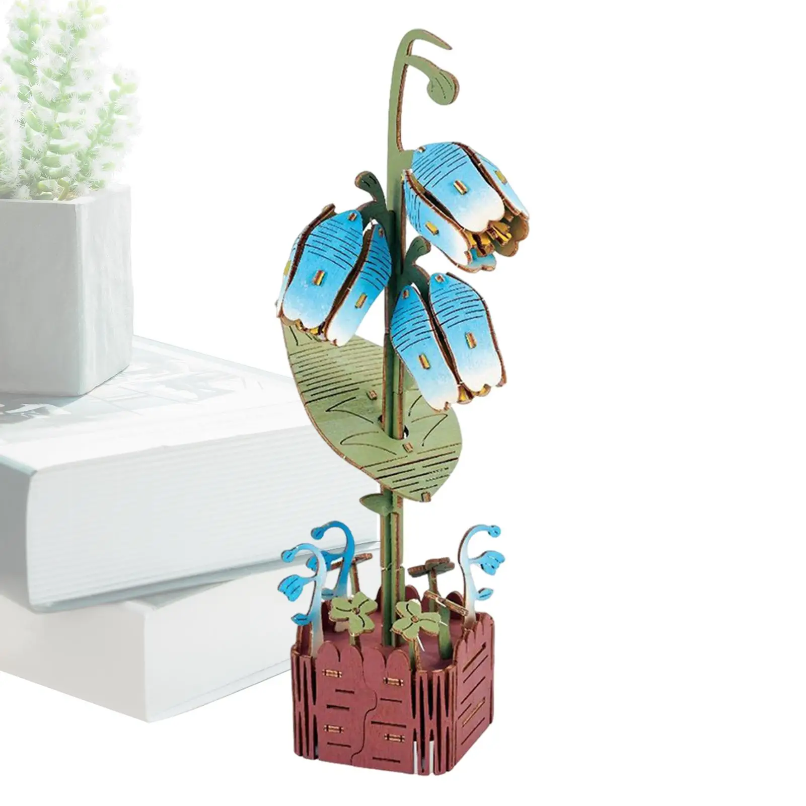 

3D Wooden Puzzle Flower Building Set Wooden Puzzle For Kids Home Decor Relaxation Shelf Display Table Centerpiece