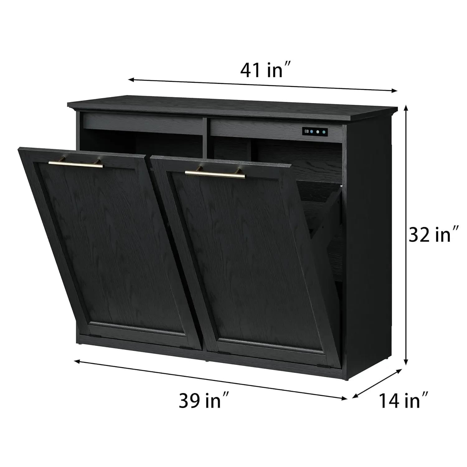 Trash Cabinet with Quick Installation and Deodorising Function, Wooden Trash Can Cabinet for Dining Room and Kitchen, Black