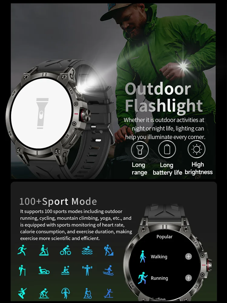 Nuevo reloj inteligente HD de 1,8 pulgadas con llamada Bluetooth para hombres, relojes deportivos para deportes al aire libre, relojes de seguimiento de actividad física IP68, reloj inteligente resistente al agua para Android IOS
