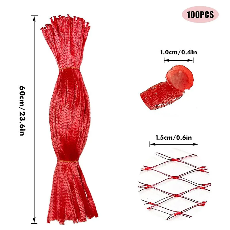 100Pcs Plastic Mesh Produce Bags, 24-Inch Seafood Boil Bags for Crawfish Crab Shellfish Cooking