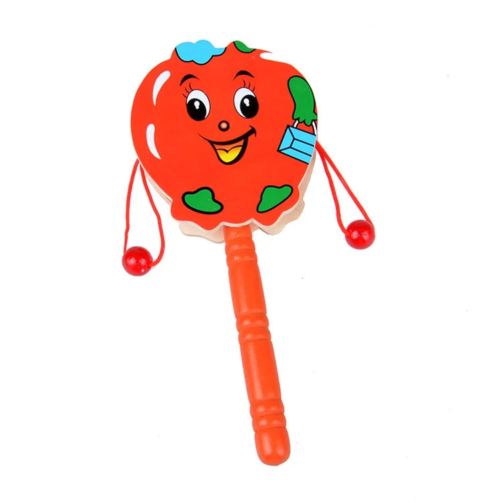 3 pçs de madeira ondulado chocalho-tambor brilhante mão do bebê balançando tambor educacional infantil desenvolvimento sensorial música criativa jogar