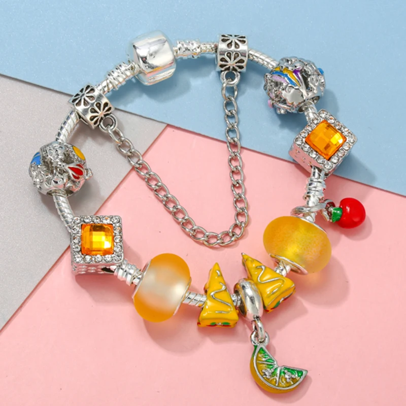 Togory DIY Charm Bracelet For Women With Sandwich Fruit Charms Beads Pendants High-Quality Jewelry Wholesale Dropshipping