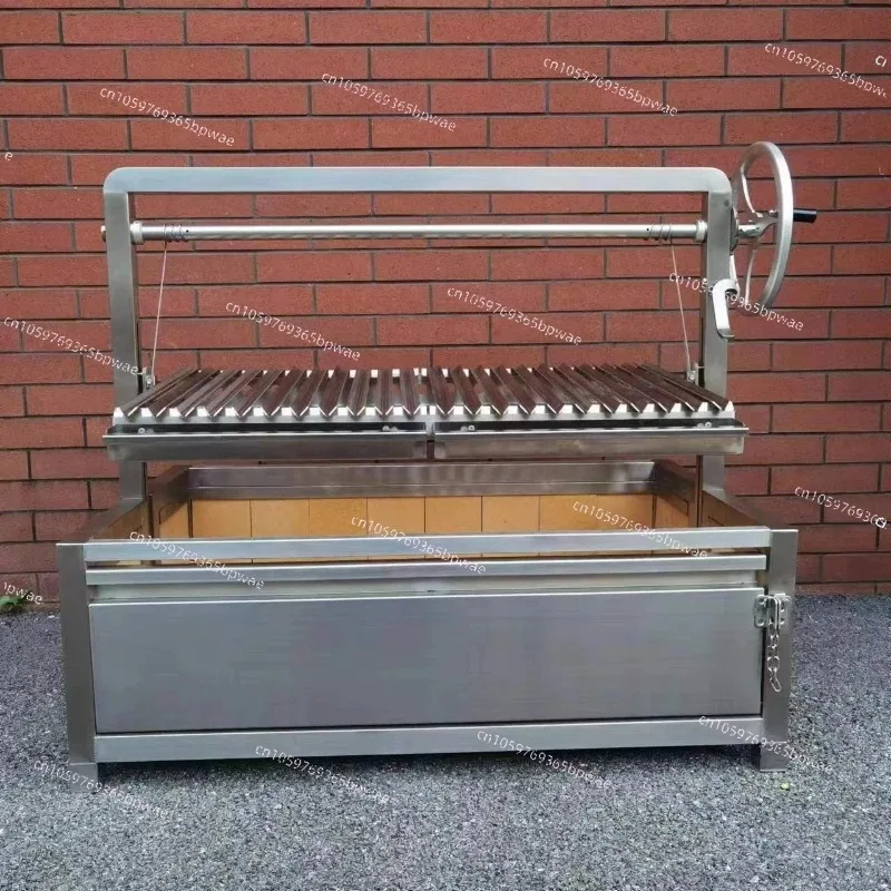 

40" Wood Charcoal Grill Adjustable Height Stainless Steel Parrilla Gaucho Asado Argentine Grill