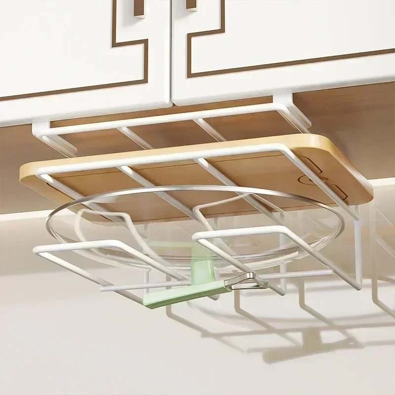 Kitchen Non-punching Multi-functional Pot Lid Cutting Board Placement Storage Rack Cabinet Hanging Cabinet Lower Hanger