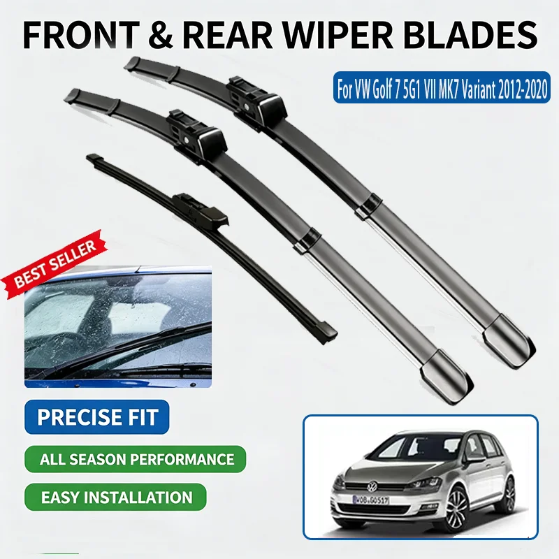 For VW Golf 7 5G1 VII MK7 Variant 2012-2020 3PCSAlltrack Sportsvan GTE GTD GTI R Car Front Rear Windshield Wiper Blades Set Dura
