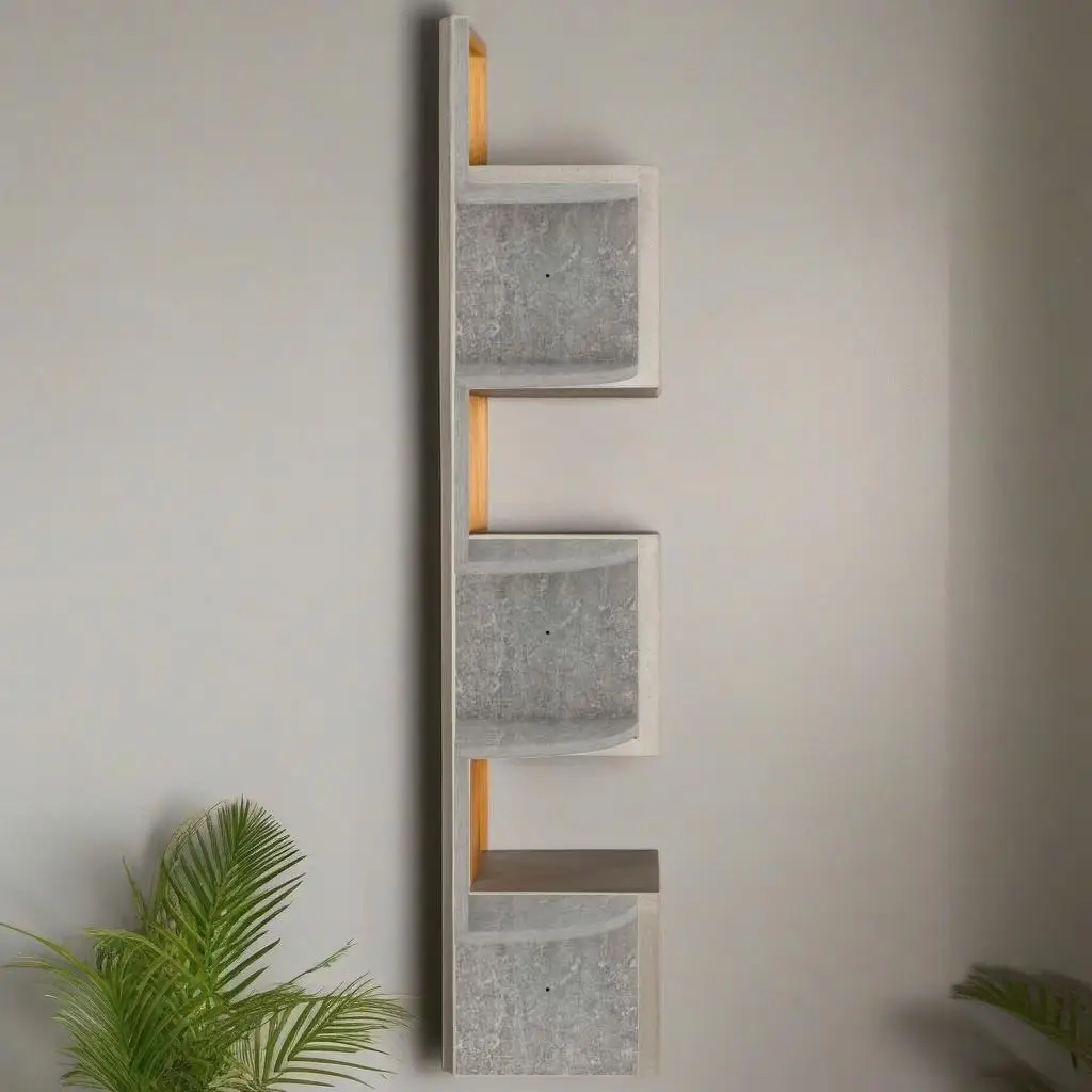 

Concrete Gray Wall Corner Shelf 7.5x7.5x48.4 - Stylish Engineered Wood Storage Solution