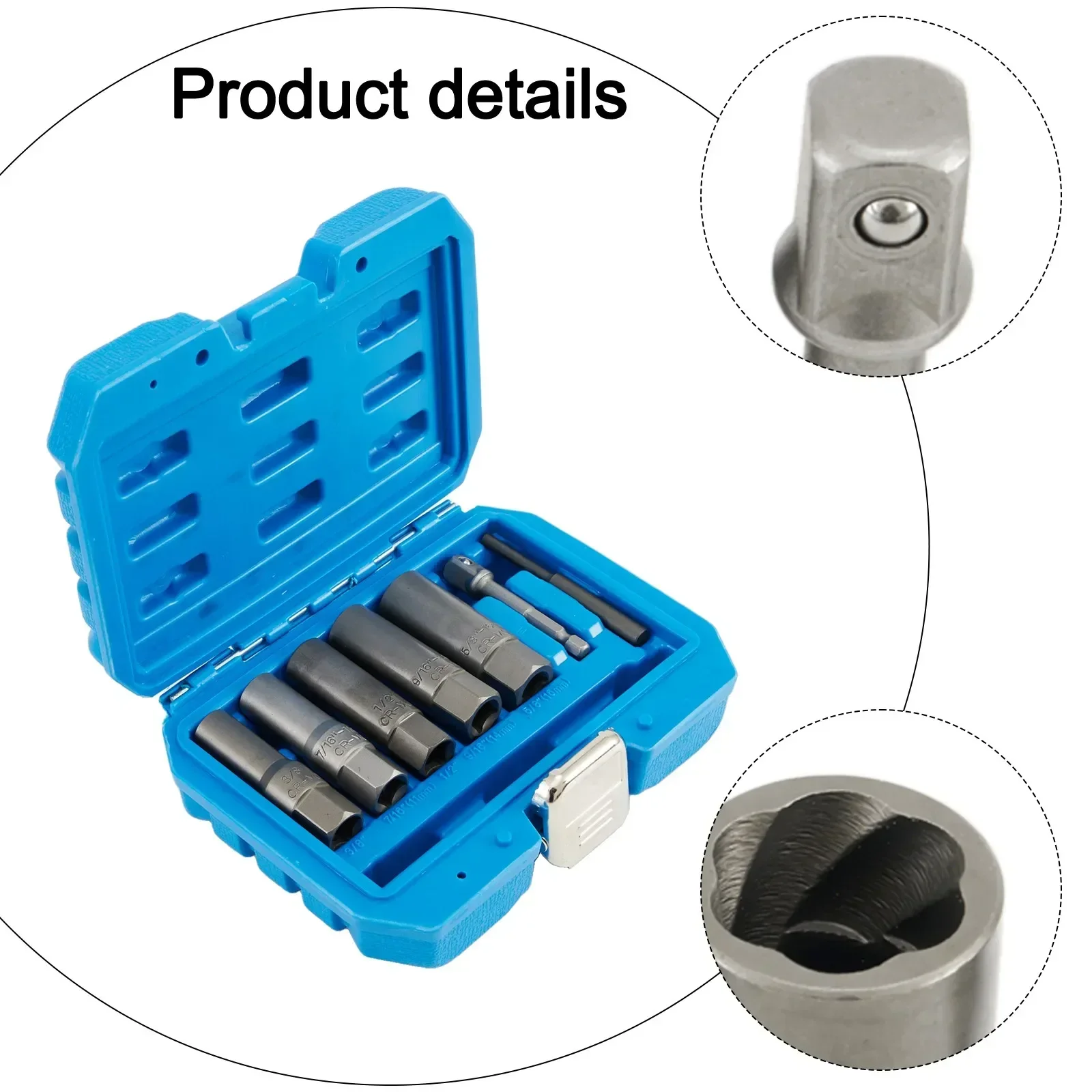 10mm 3 8 Socket Wrench Set Long Studs Positive Grip Rounded Nuts Removal Spiral Cut Teeth Cr-Mo Steel Construction