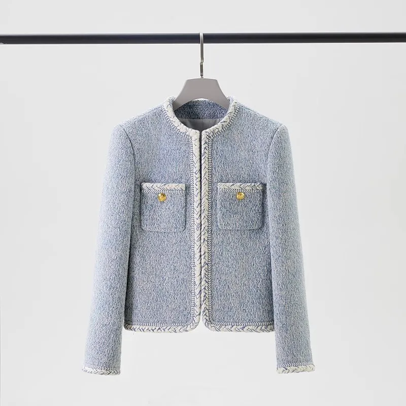 High Quality Luxury Korean Fashion 2023 New Autumn Winter Small Fragrance Tweed Wool Short Cardigan Jacket Women\'s Outwear Coats