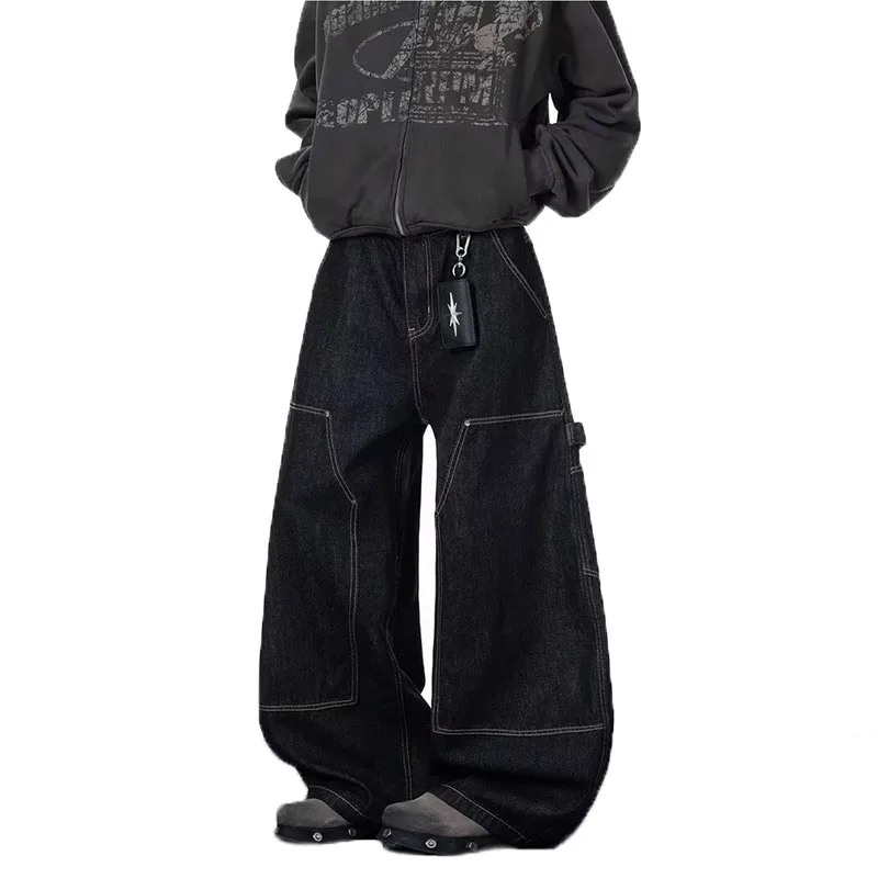 

Spring And Autumn New Men'S Jeans High Street Straight Work Pants Retro Casual Loose Black Pants
