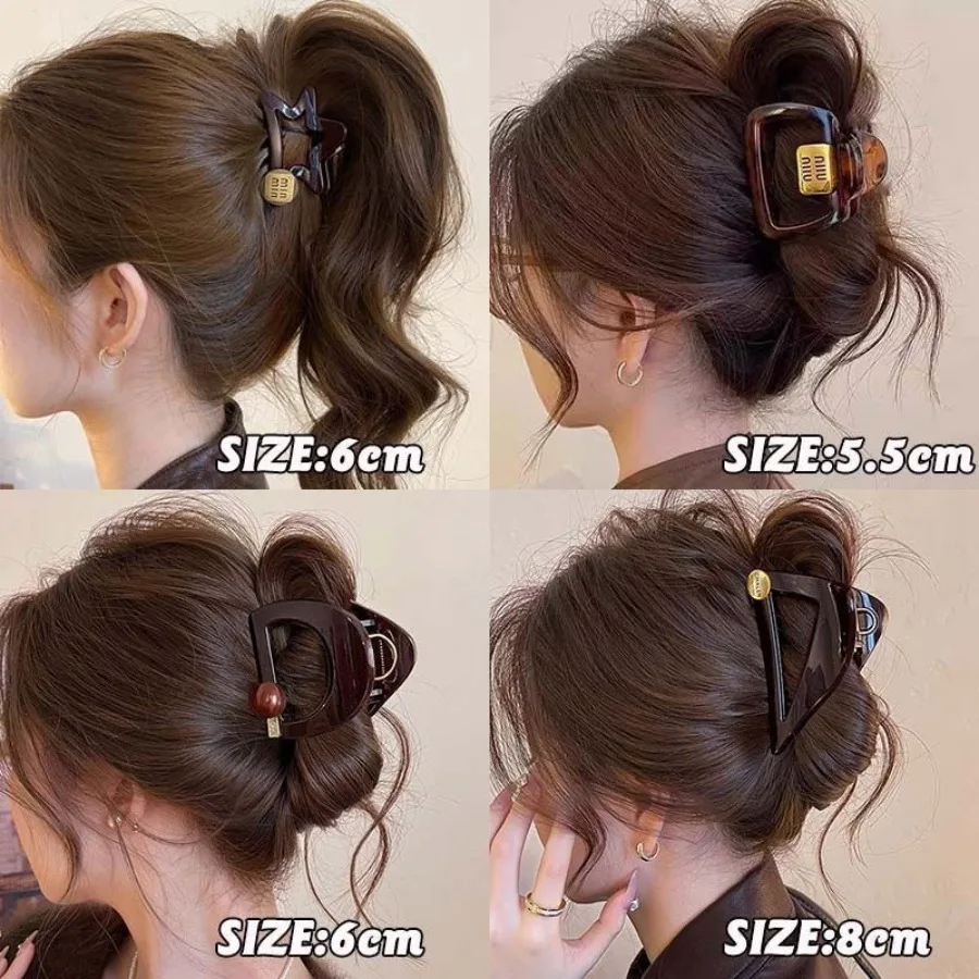 High horsetail five-pointed finger for women 2025 new style temperament half-tied hair back, coiled hair shark clip hairpin hea - Detail 1