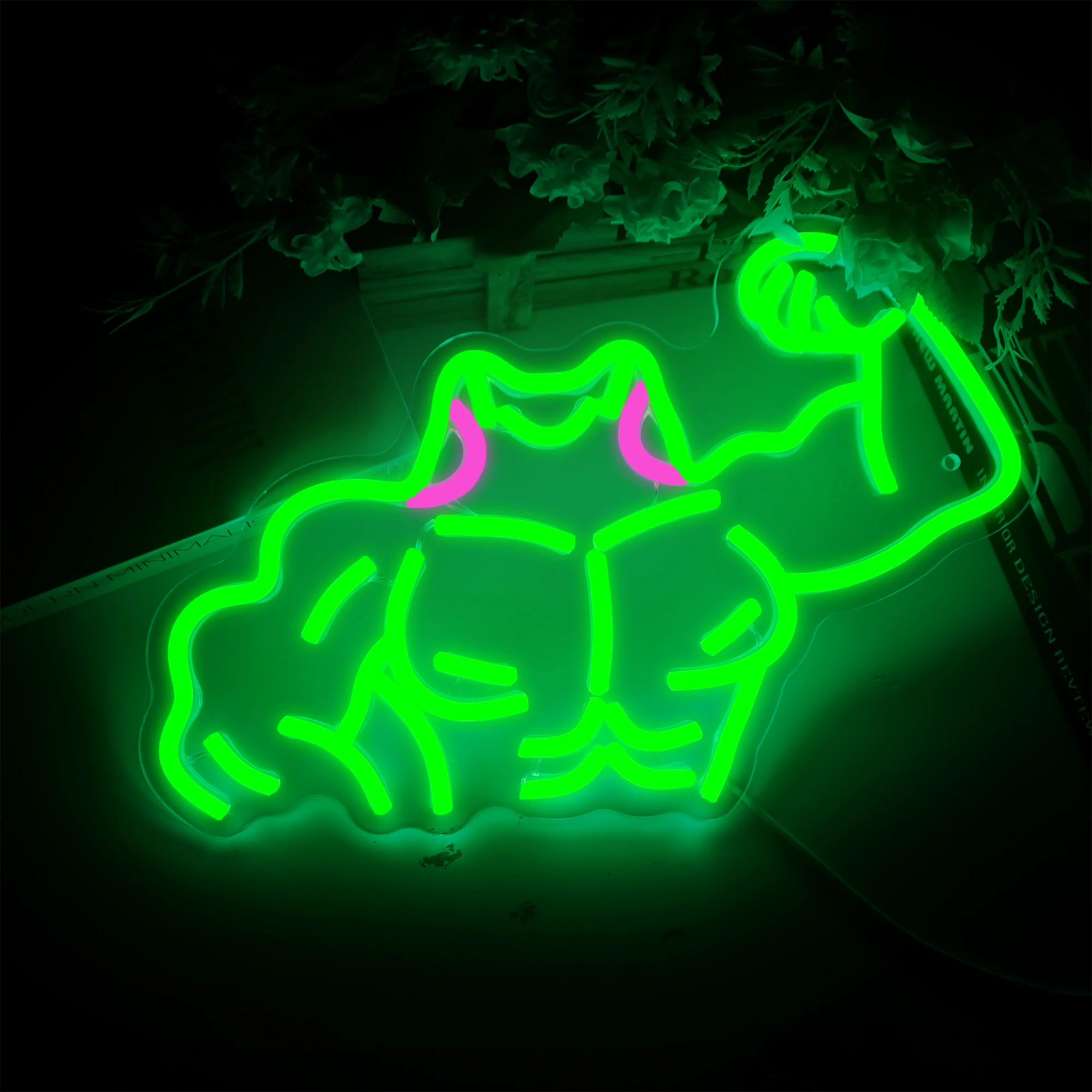 Muscle Frog Funny Neon Sign Gym Wall Hanging Neon Light Sign For Sports Room Decor Club Party Bar Xmas Gift