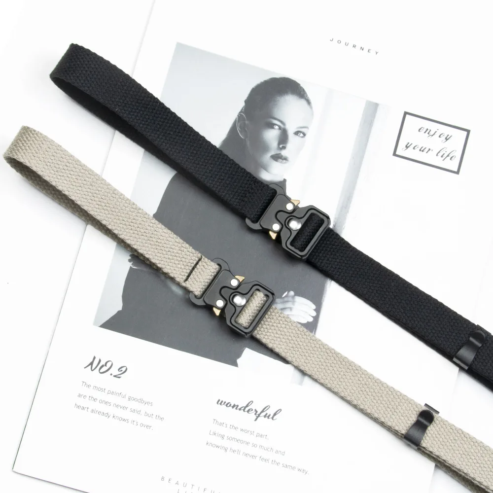 Multi-size Canvas Tactical Belt, 2.5cm, 3cm, 3.8cm Optional, Trendy Waistband for Youth, Prefect for Outdoor Sports & Daily Wear
