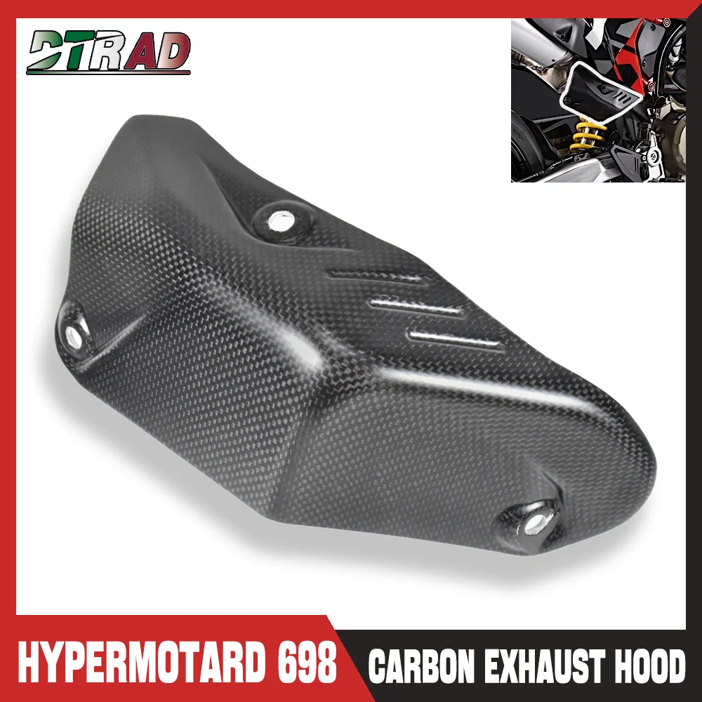 For DUCATI Hypermotard 698 Mono RVE 2024 2025 Carbon Fiber Rear Exhaust Hood Coverr Heat Shield Protector Motorcycle Accessories