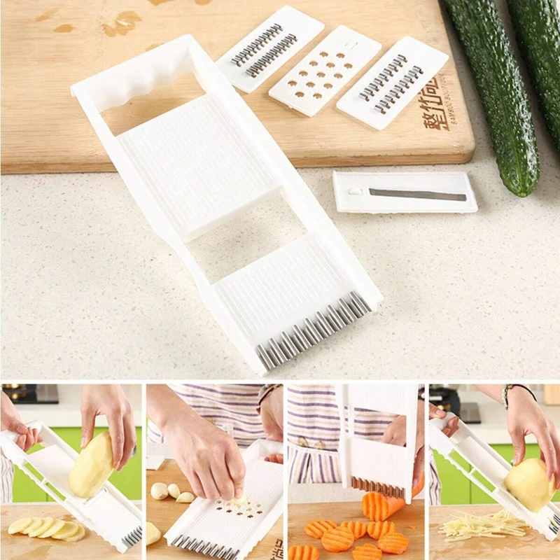 5pcs/set Multi-functional Vegetable Slicer & Grater, Manual Potato Shredder, Radish & Cucumber Grater And Slicer For Kitchen