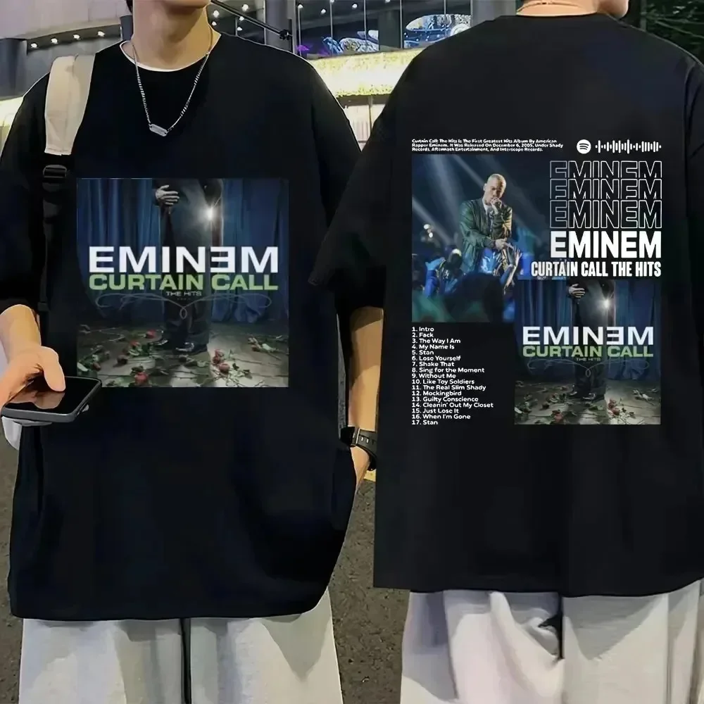 Koszulka z hiphopowy raper Eminem albumem muzycznym światowa trasa prezent dla fanów graficznych mężczyzn kobiet w stylu Vintage oversize klasyczne