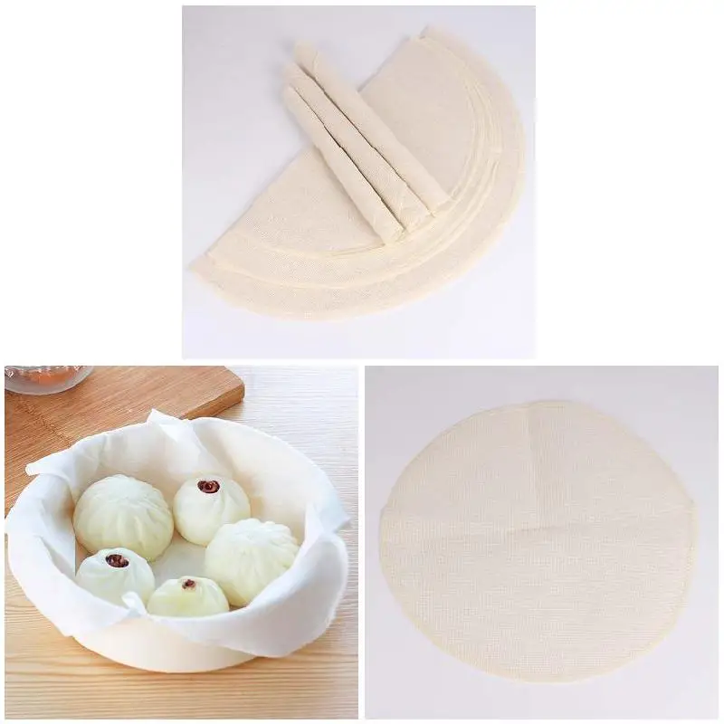 10pcs Cotton Steamer Cloth Non-stick Bleached Steaming Pot Cloth for Rice Steamed Stuffed Bun Buns Steamed Bread wzpi