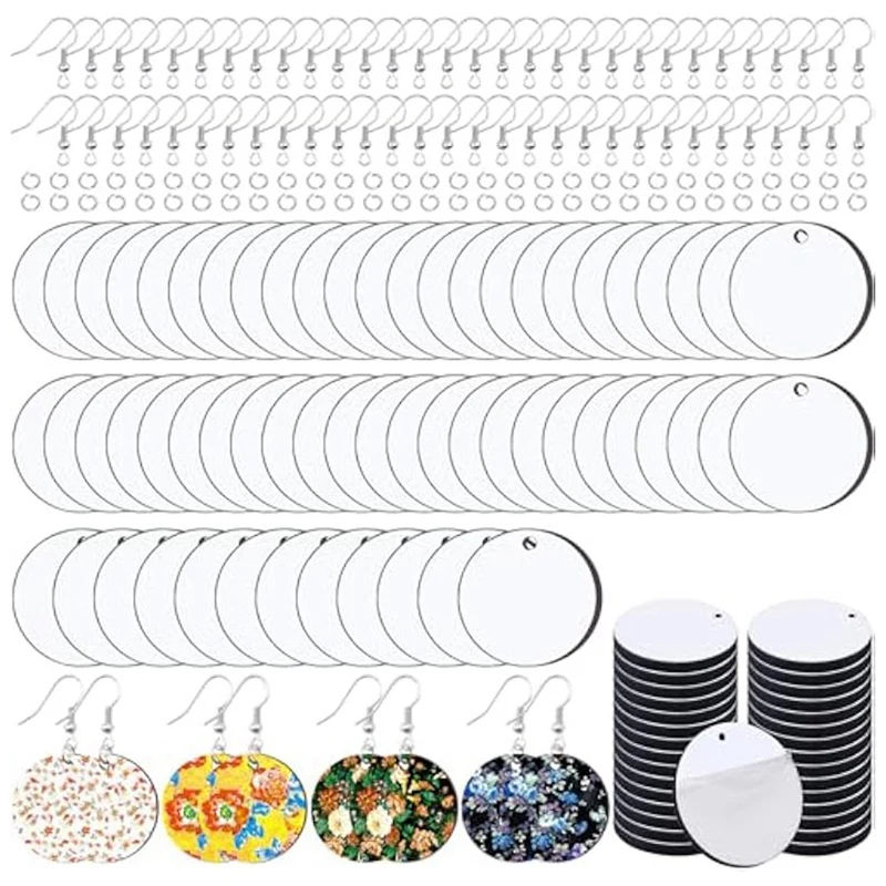 180Pcs Sublimation Earring Blanks With Earring Hooks And Jump Rings Heat Transfer Earring Blank Round Earring Blanks Durable