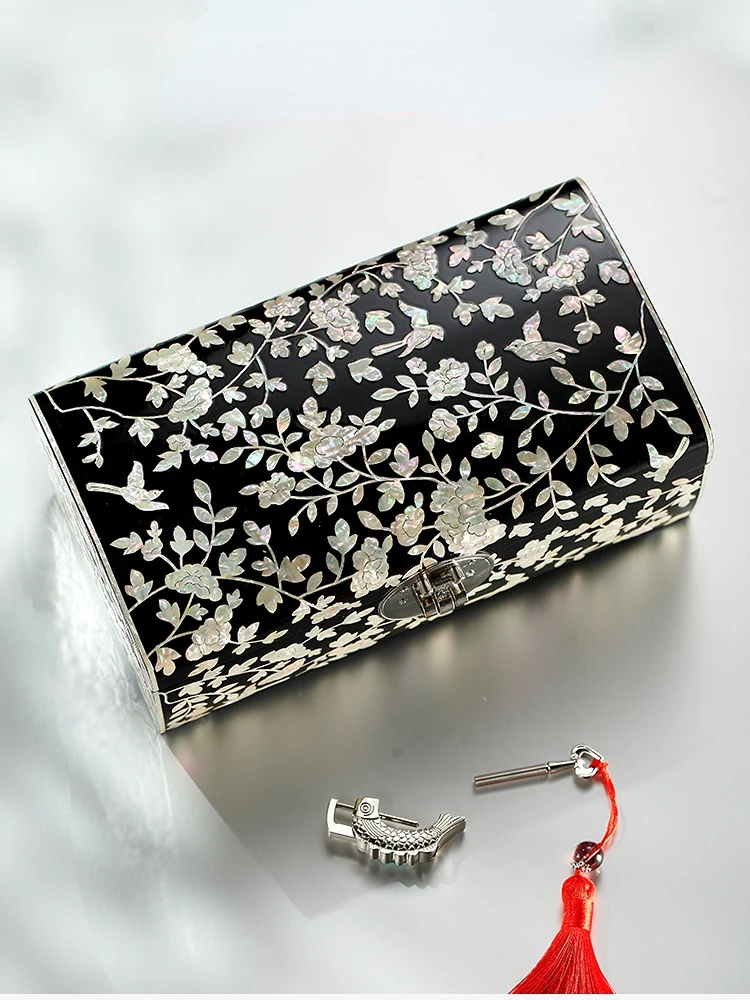 Storage Box Jewelry Box with Lock National Fashion Wedding and Birthday Gift Hand Jewelry Necklace Earrings  Box Chinese Style