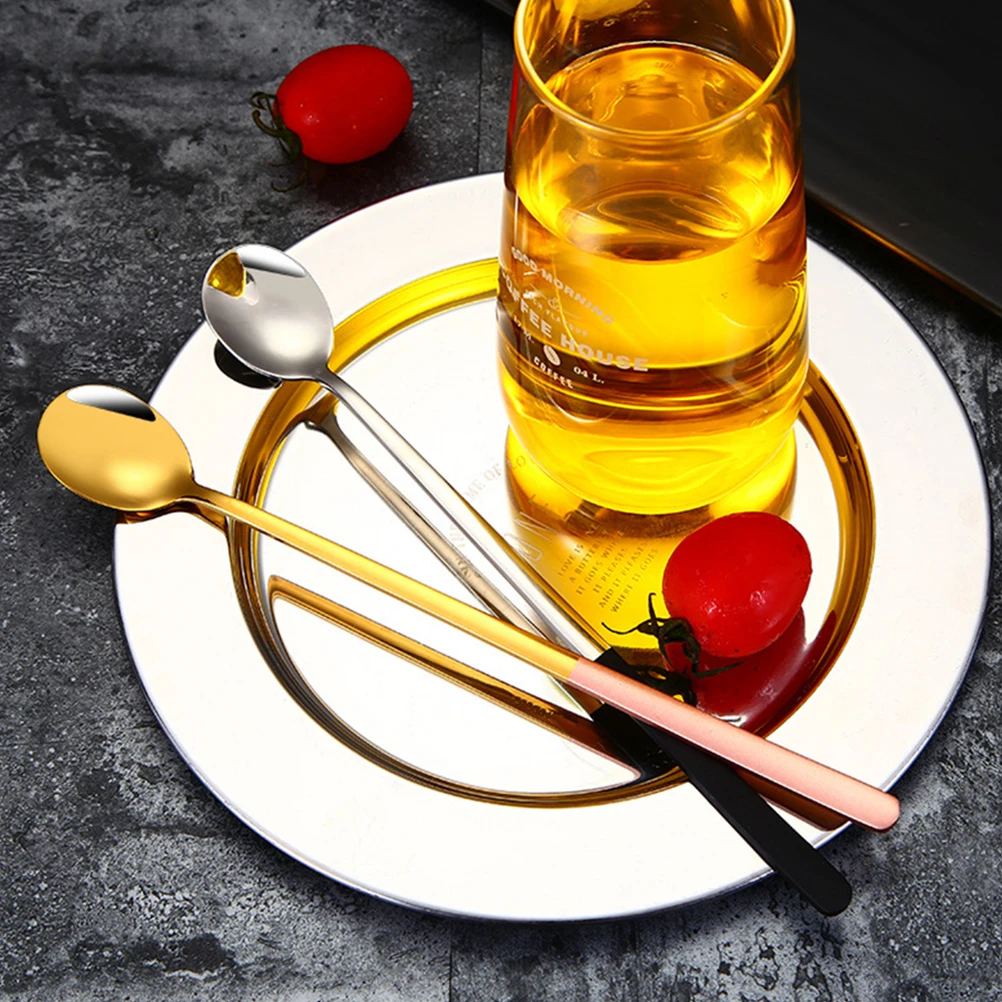 

4 Pcs Stainless Steel Ice Spoon Tea Coffee and Tableware Spoons You Stirrer Stirrers Kitchen Gadget Dessert Seasoning Metal