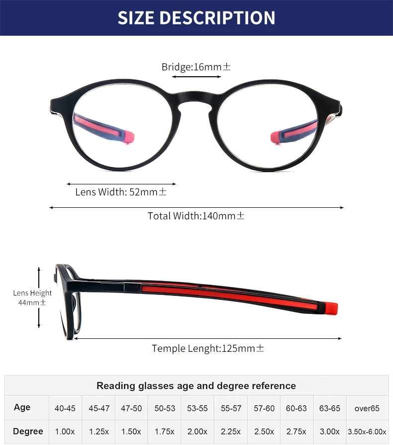DML Magnetische Halskette mit Teleskop-Faltfunktion, Ultraleichte, Modische Runde Brillenfassung für Senioren mit Blaulichtfilter und Alterssichtigkeit – Detail 9