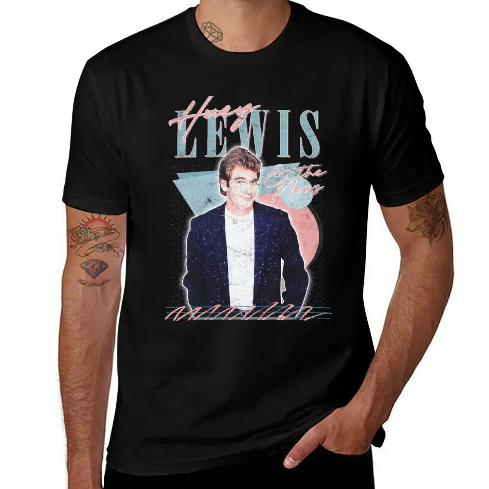 Huey Lewis & The News // 80s Retro Faded Style Design T-Shirt customizeds kawaii clothes anime men clothings