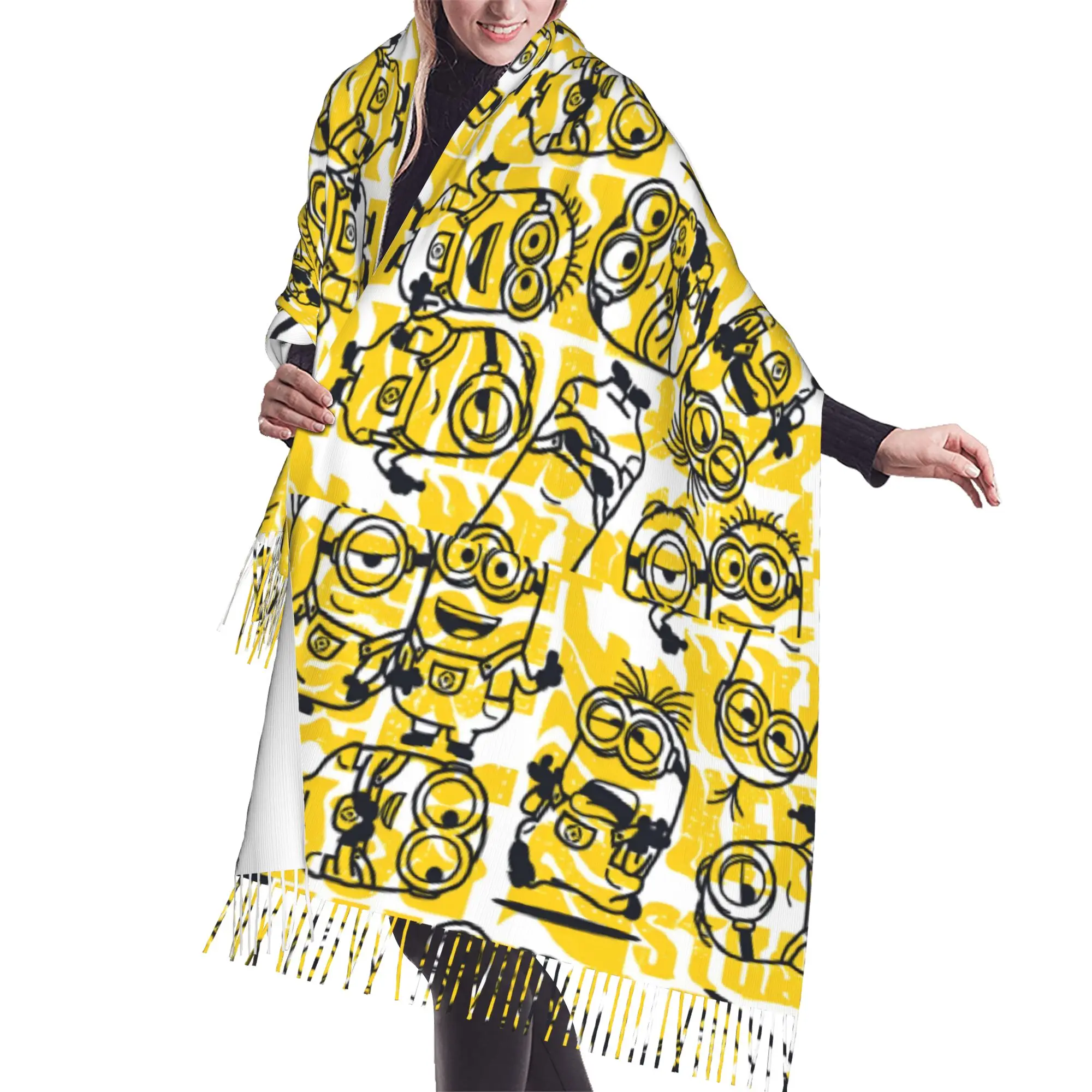 Custom Print M-Minioned Anime Scarf Women Men Winter Fall Warm Scarves Manga Cartoon Shawls Wraps