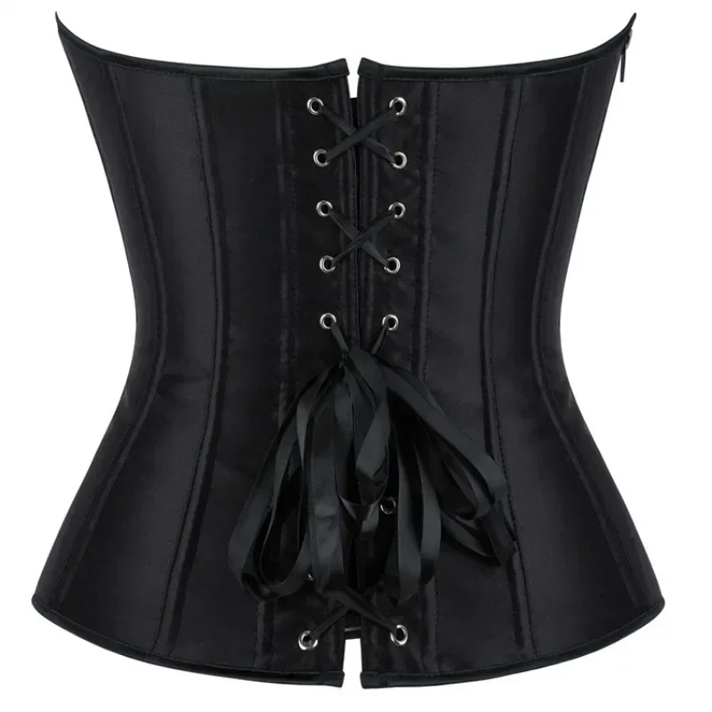 Sexy Corsets Bustiers for Women Overbust Corset Top Corselet Satin up Zipper Corsetto Shaper Gothic Korsett Black