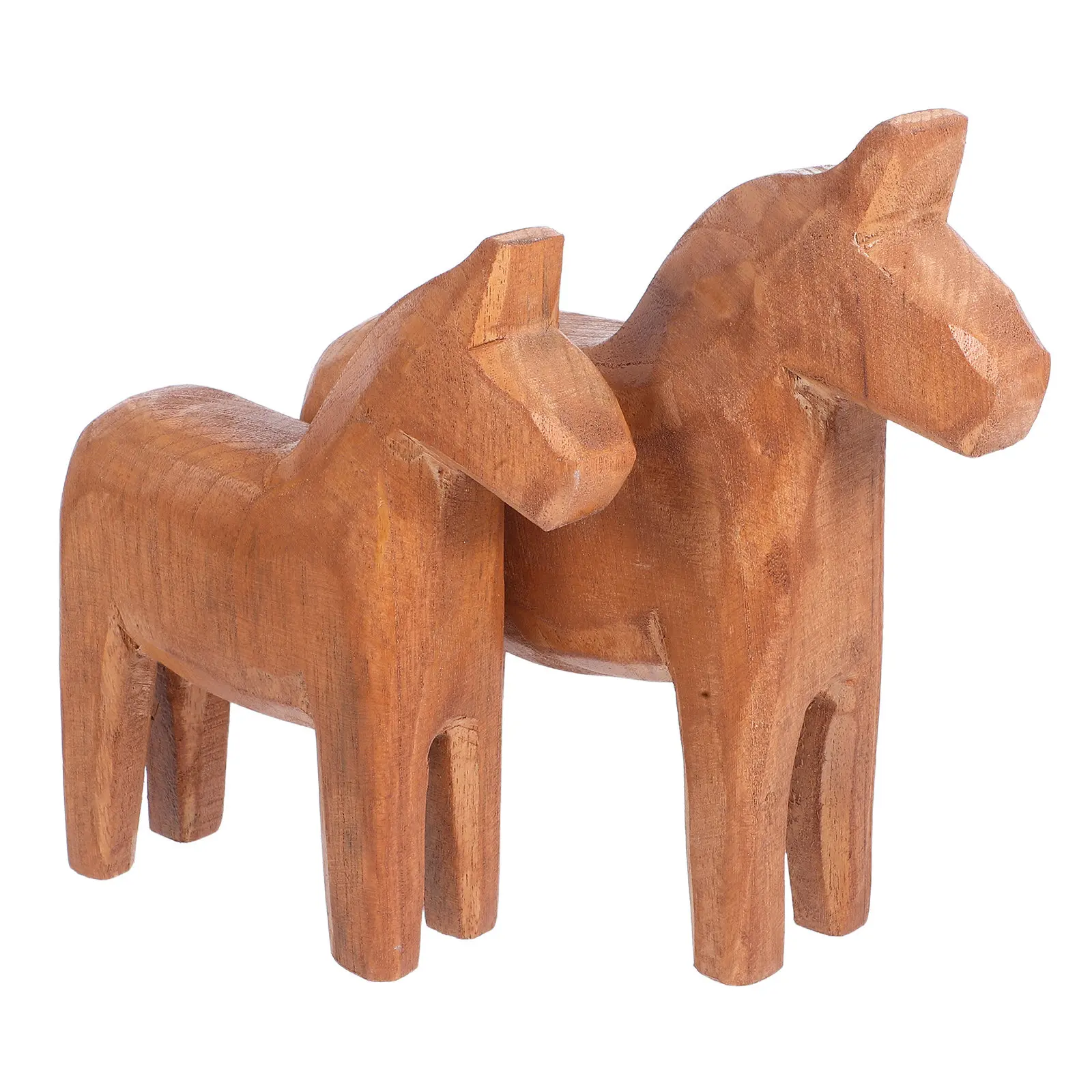 

2 шт. Деревянные статуэтки лошадей ручной работы, в деревенском стиле, с натуральной текстурой, винтажные, скандинавские, для декора рабочего стола и полок, деревянные скульптуры животных