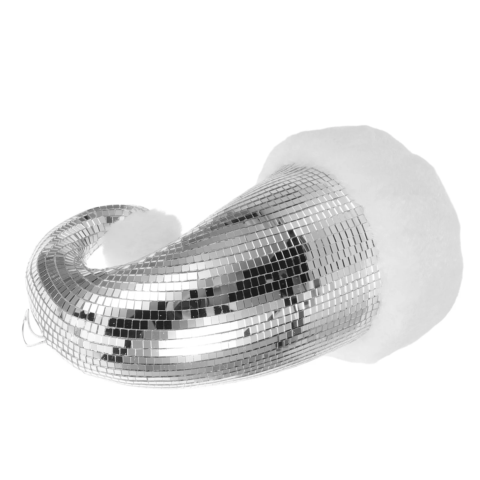

Christmas Hat Ornament Silver Mirror Ball Design Reflective Disco Christmas Decor For Tree Holiday Party Home 70S Themed