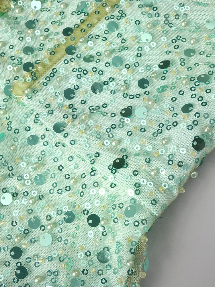 VC Lebhaftes grünes Meerjungfrauenkleid, ärmelloses Spaghettiträgerkleid mit V-Ausschnitt und hohem Schlitz für formelle Date-Nacht