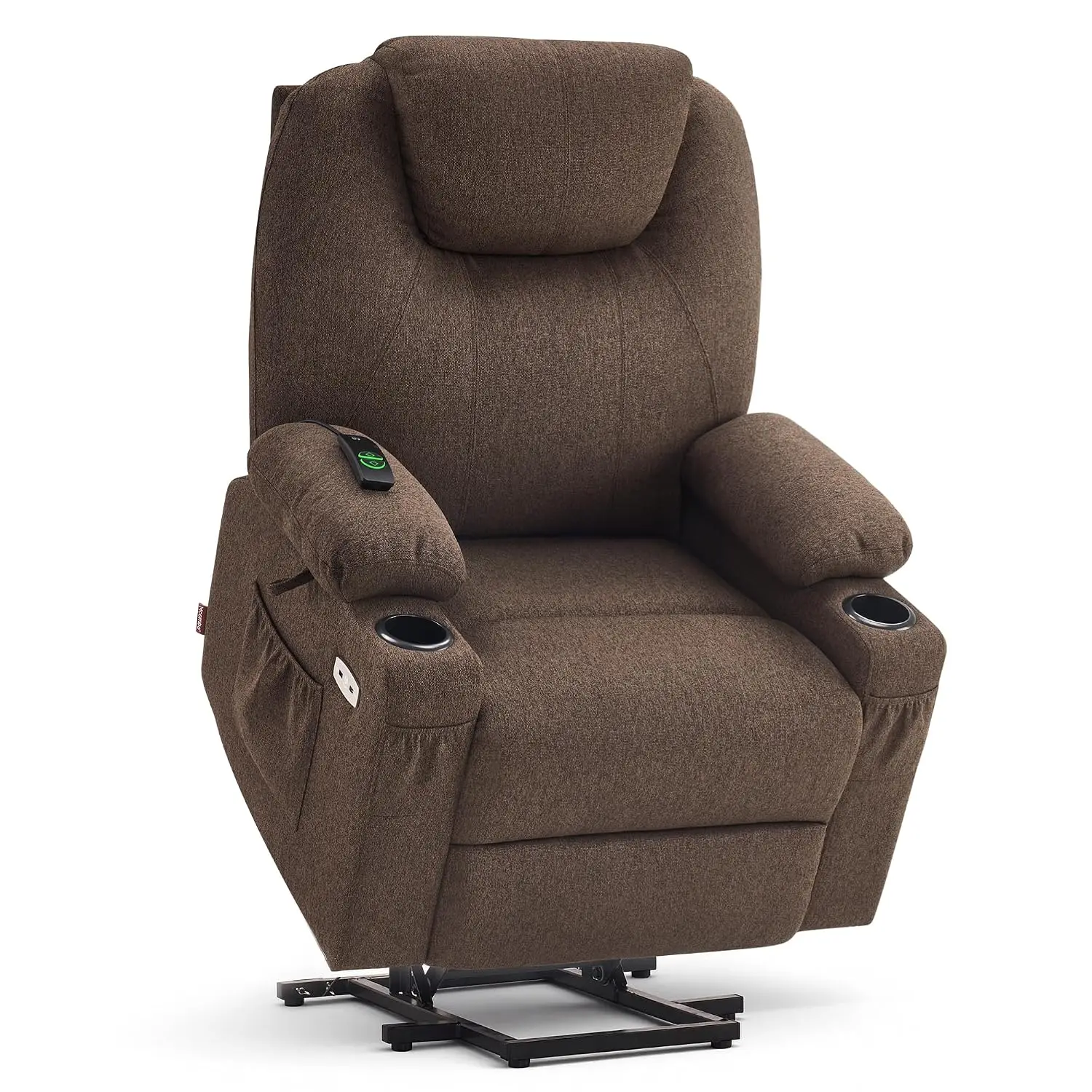 Power Lift Recliner for Elderly with Heat & Massage, Fabric Upholstery, Medium Size, Coffee, Customized