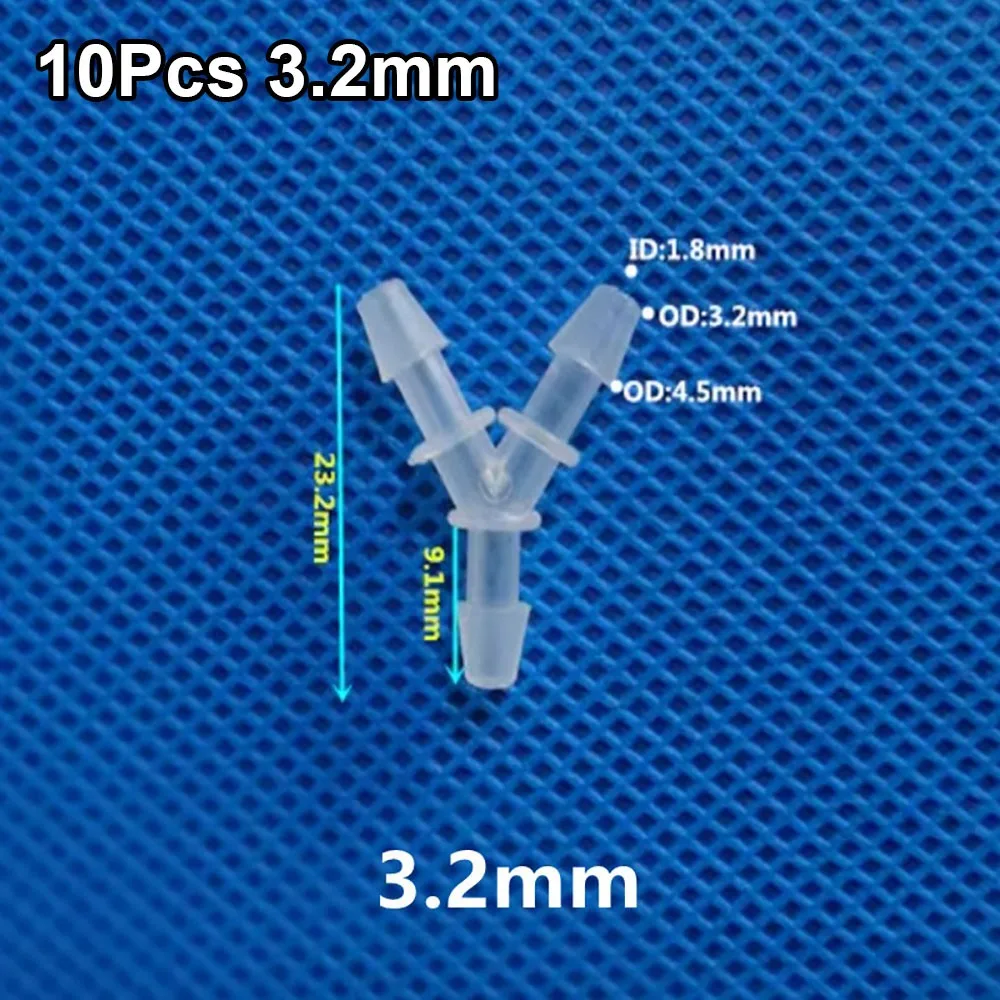 10Pcs Durable 2.4-15.8mm Y-Type Tee Connector PP PE Soft 3 Way Connector Plastic Hose Fittings for Aquarium Fish Tank Fittings