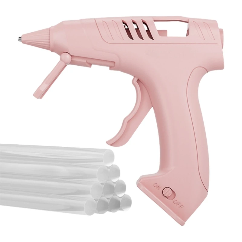 

Y1AD Delicate Auto Shut Off Rechargeable Glues Guns For Art Decorations Pink/Blue/White