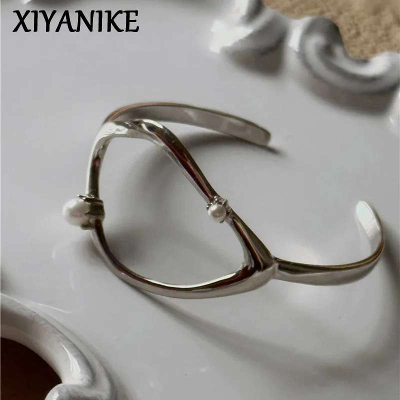 XIYANIKE Summer New Irregular Cuff Bracelet For Women Girl Elegant Pearl Fashion Jewelry Party Wedding Lady Gift pulseras mujer