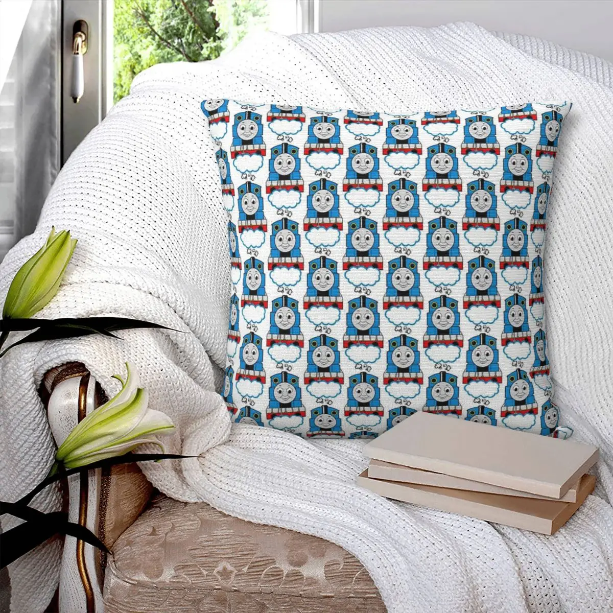 Thomas The Train Square Pillowcase Polyester Pillow Cover Velvet Cushion Decor Comfort Throw Pillow For Home Car