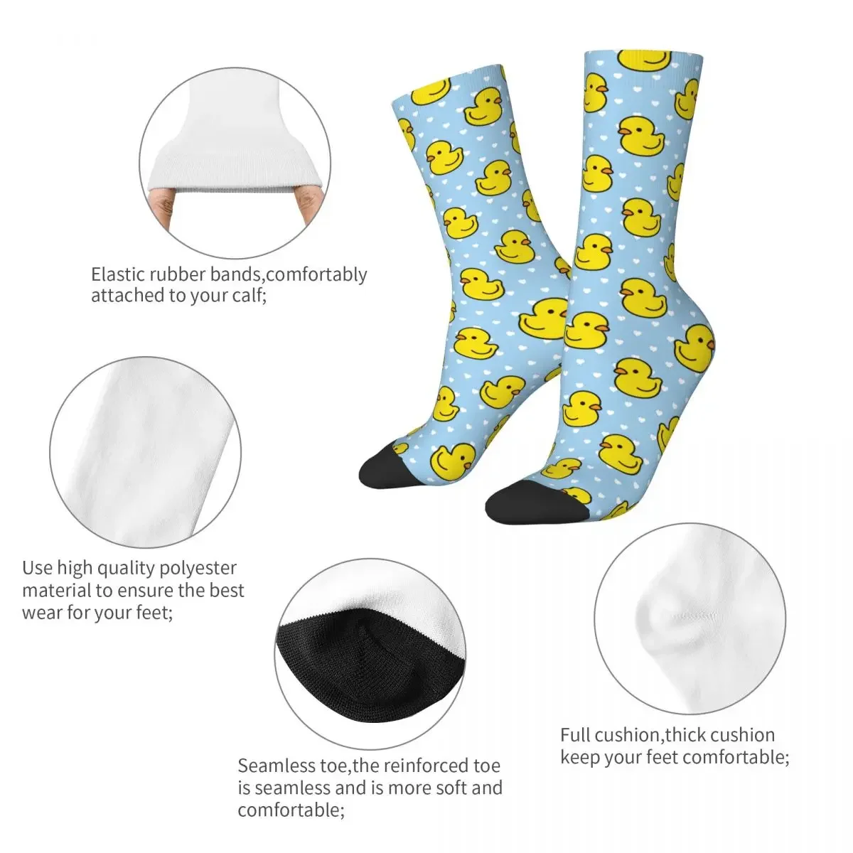 Happy Funny Male Men Socks Casual Cartoon Yellow Duck Pattern Sock High Quality Women Socks Spring Summer Autumn Winter