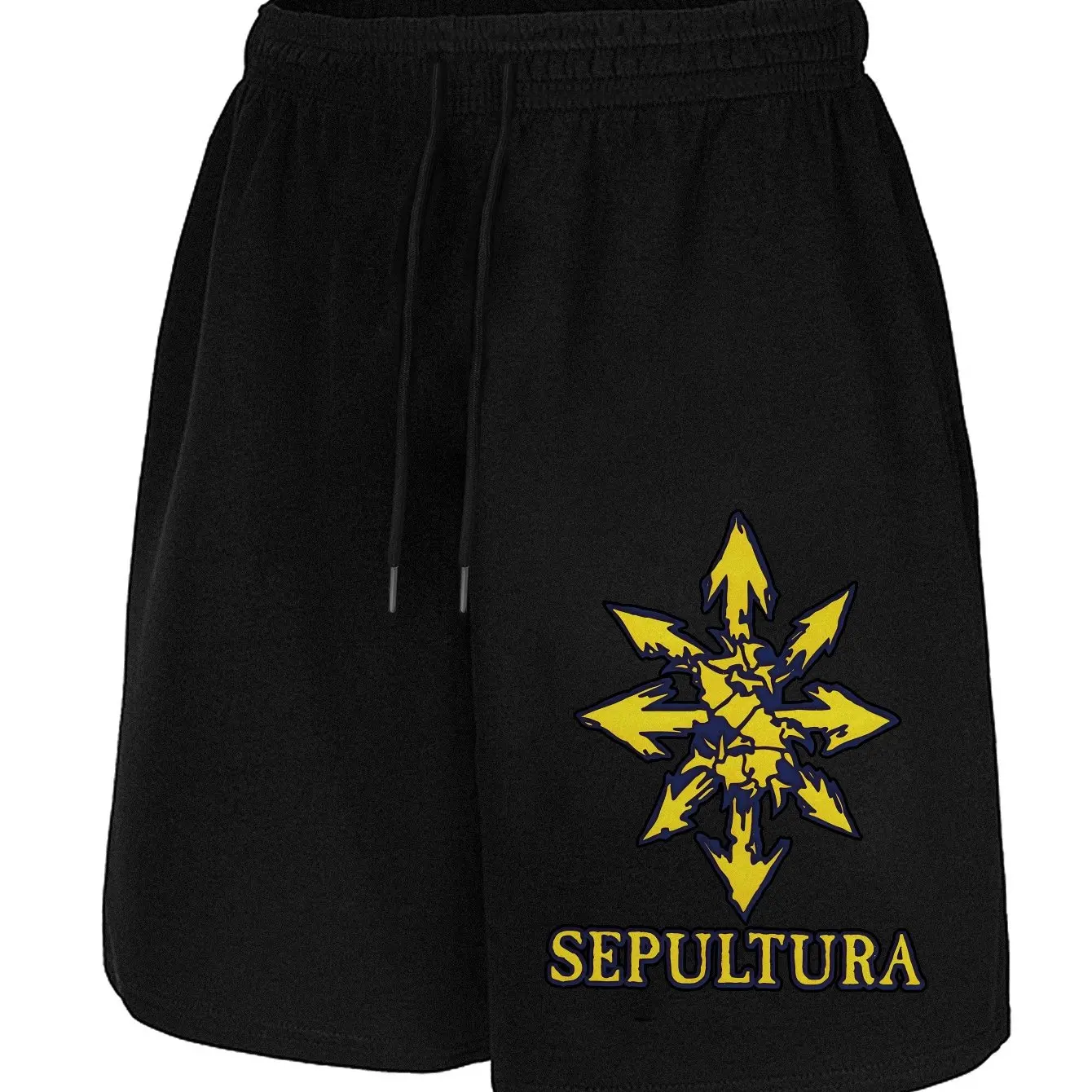 

Шорты с принтом в виде желтой звезды и восьми стрел для любителей хэви-метала, повседневные брюки на шнурке, летние шорты для фитнеса на открытом воздухе для мужчин