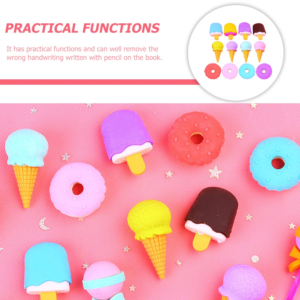 12 قطعة محايات قلم رصاص صغيرة على شكل حلوى محمولة متعددة الوظائف ملحقات مدرسية توريد محايات لـ