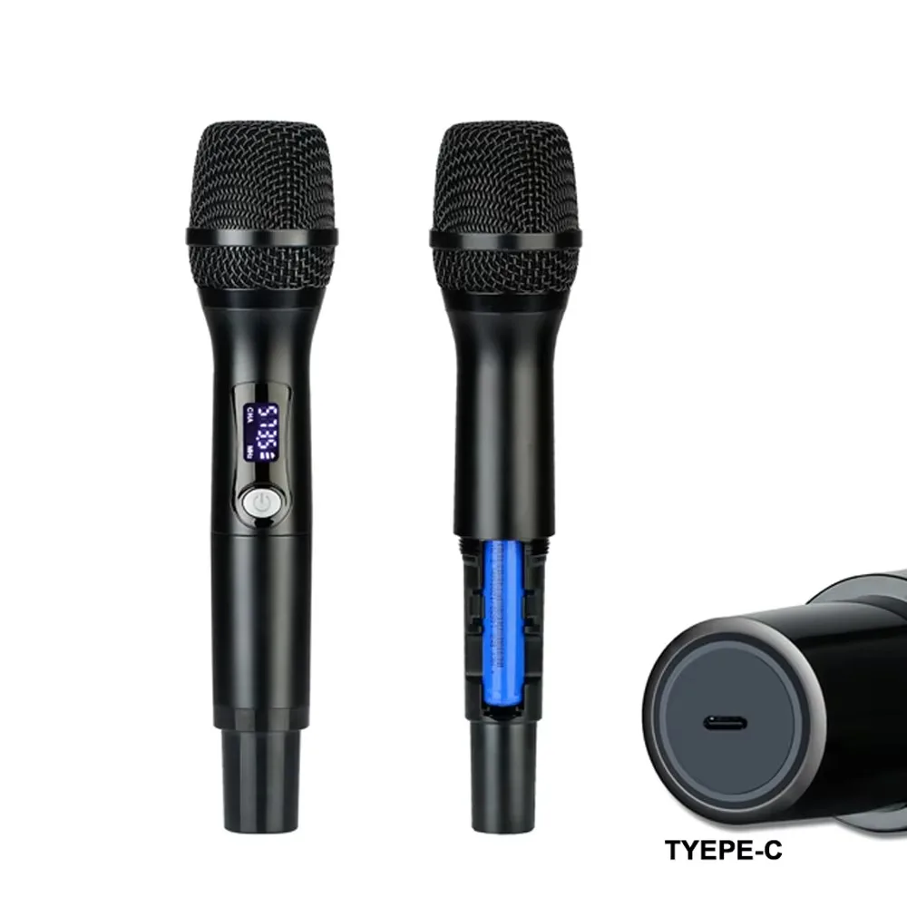 Professional UHF Wireless Microphone DSP Digtal USB Rechargable Handheld Microphone For Meeting Outdoor Microphone Stage Perform