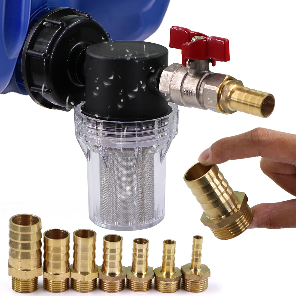 

1/2" 6-19mm Brass Ball Valve IBC Water Tank Hose Adapter Pagoda Joint Strainer Mesh Garden Irrigation Fittings Filter Impurities