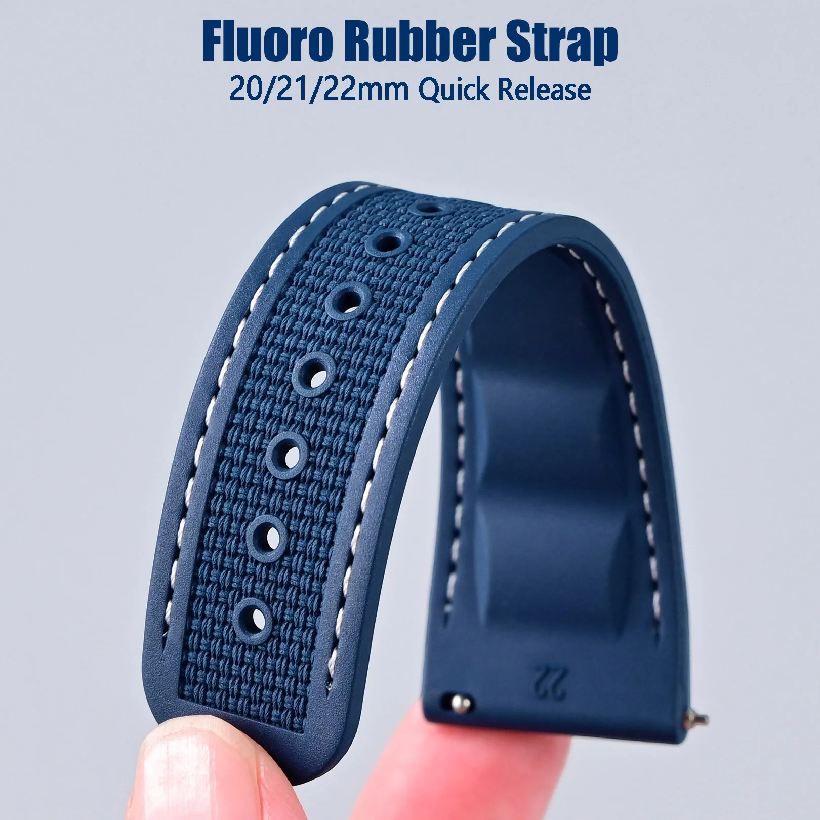 20/21/22mm FKM Quick Release Fluoro Rubber Watch Strap for Omega Seamaster 150 Golden Needle Captain Golf Worldtimer Watchband