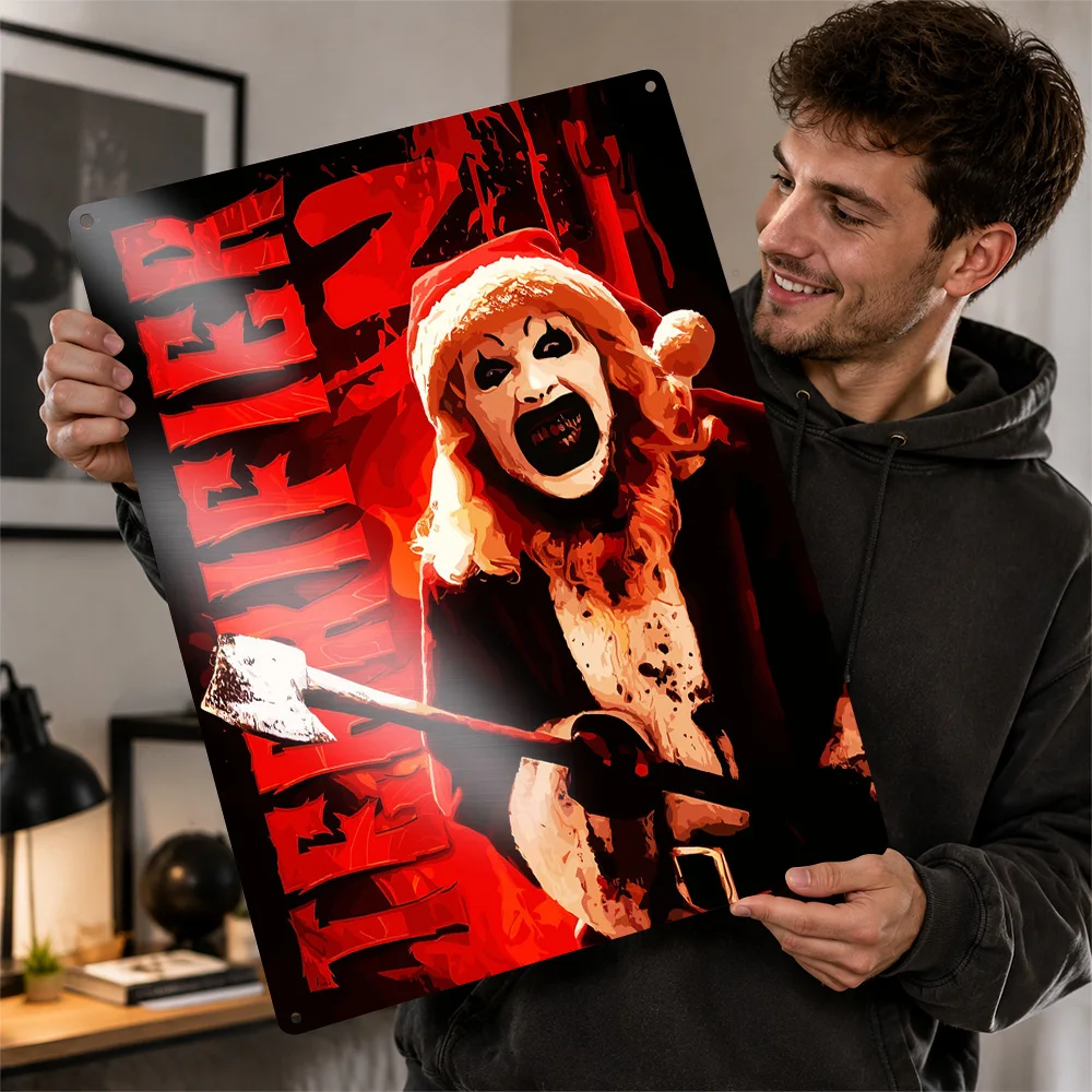 Terrifier 2 Art the Clown Metal Poster Perfect Gift for Fans Lovers Customized Wall Art Metal Sign for Article Decoration Room