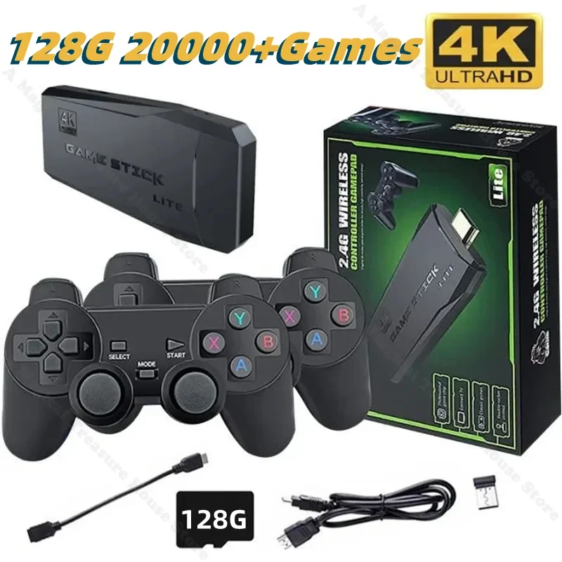 Video Game Console 2.4G Double Wireless Controller Game Stick 4K 20000 Games 128 64 32GB Retro Games for PS1/GBA Christmas Gift