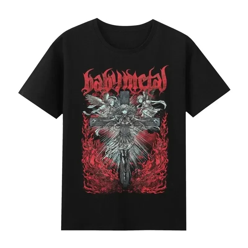 

Футболка с креативным рисунком Babymetal Band, летняя мужская футболка из 100% хлопка с круглым вырезом, уличная повседневная свободная футболка высокого качества