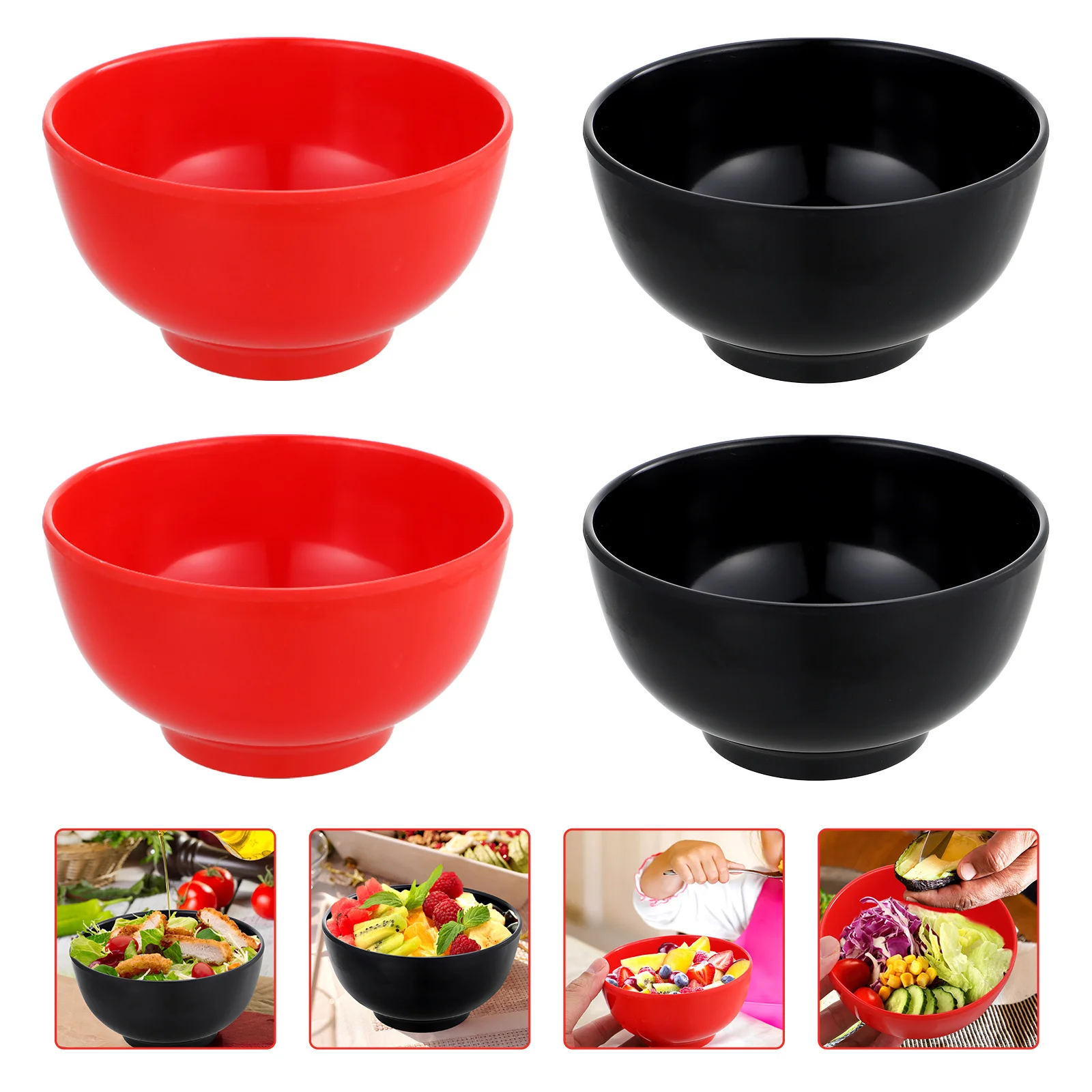 

4pcs Melamine Small Bowls Set Smooth Round Food Holder For Soup Noodle Salad Rice Kitchen Dining Restaurant Use