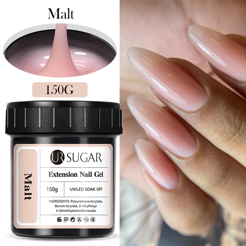 UR AÇÚCAR-Gel de Geleia Auto-Nivelante para Extensão de Unhas, Construção Rápida, Gel de Unhas UV, Gel de Construção, Branco Leitoso, Rosa Nu, 150g