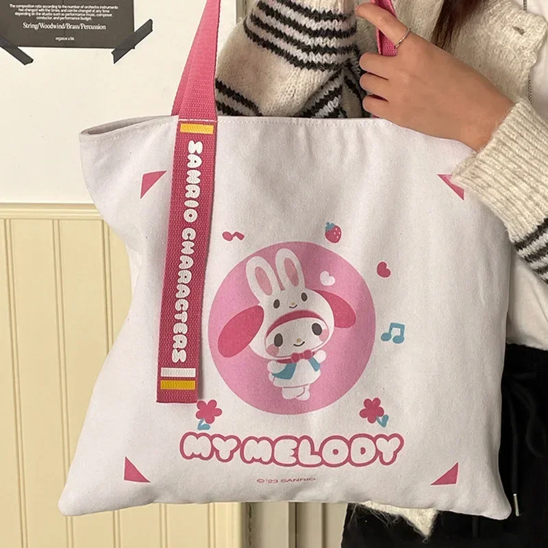 borsa a tracolla ragazza che trasporta la nuova tela Sanrio hello kitty kuromi borsa tote per studenti simpatico cartone animato