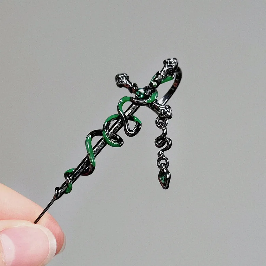 Dark Wind Snake Wrap Ear Hanging Slytherin Snake Yard Piercing Earrings Exaggerated Punk Earneedle Earrings