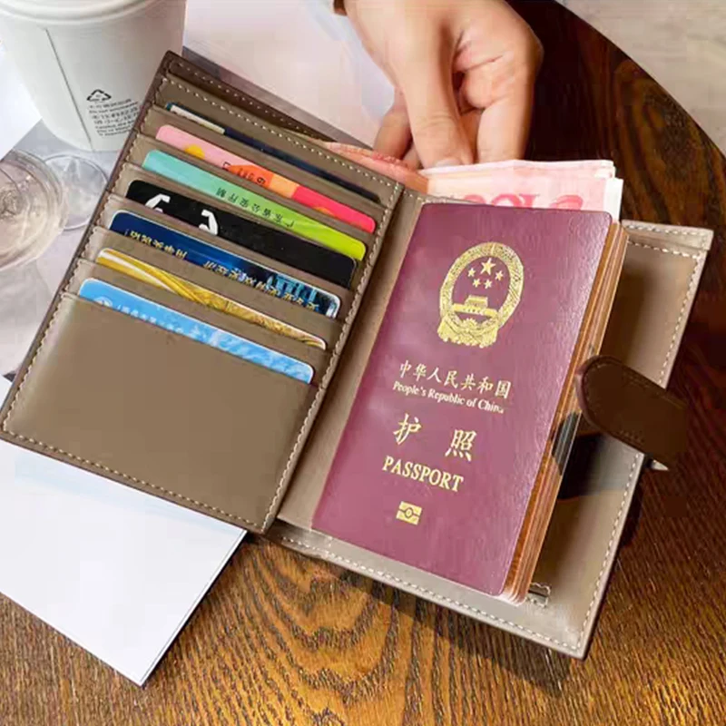 Luxury Design Genuine Leather Wallet For Woman Custom Initials Fashion Folding Passport Holder Business Card Holder Coin Purse